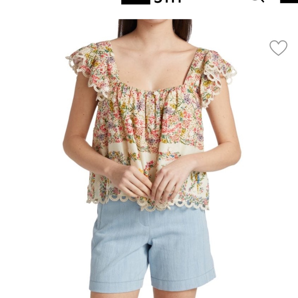 NWT Farm Rio Women's Floral Embroidered Blouse Square Neck Size M Multicolor - Picture 5 of 10